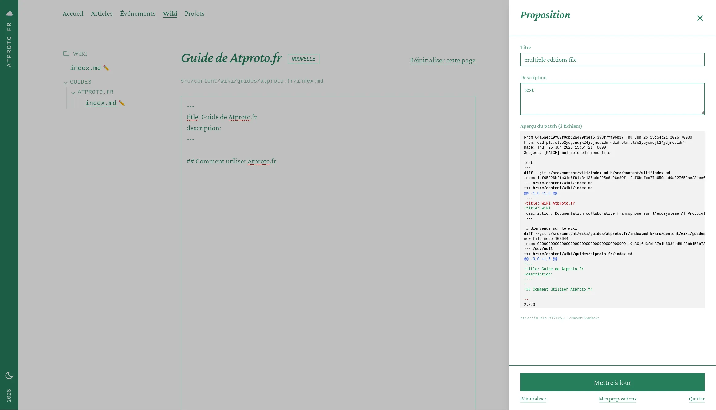 Page d'édition du wiki de Atproto.fr